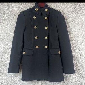 Zara Italian Manteco Women's XS
Wool Blend Golden Button Black
Pea Coat Jacket